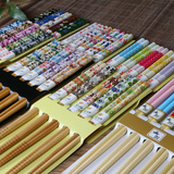 艺品佳居五色创意日式筷可爱清新家用筷楠竹筷工艺筷子5双装包邮