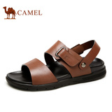Camel骆驼男鞋 2016新款夏季日常休闲透气牛皮魔术贴两穿凉鞋