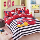 迪士尼米奇四件套可爱卡通夏季学生床单人被罩三件套儿童床上用品