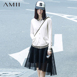 清仓#Amii[极简主义]羊毛针织开衫女棒球服薄款防晒外套空调衫
