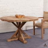 古朴年代老门板老榆木餐桌实木圆桌欧式家具休闲桌简约多功能定制