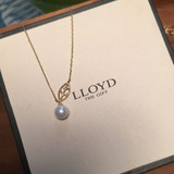 LLOYD韩国代购款定制925纯银淡水珍珠叶子项链 女 项链 女锁骨链
