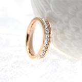钛钢彩金18K玫瑰金戒指韩国版满钻单排钻水晶女款食指饰品尾戒指