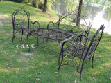 花园别墅乡村休闲创意铁艺折叠桌椅室外阳台户外庭院露台桌椅套四