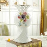 家居装饰品陶瓷花瓶客厅餐桌摆件现代简约风格白色台面花插花器
