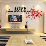 love水晶亚克力3D立体墙贴画婚房装饰卧室客厅沙发电视背景墙壁画