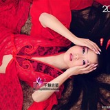 盘子古装影楼摄影写真性感唯美中国风主题服装红色蕾丝睡衣叹红颜