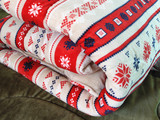 外贸日本原单 格子条纹盖毯 清新复古毛毯双层加厚加大毯子暖炉