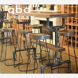 loft工业风复古实木酒吧咖啡厅休闲吧台椅吧凳高脚椅凳桌椅