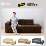 小户型日式布艺实木沙发床储物宜家多功能折叠转角组合双人1.81.5
