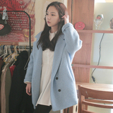 2015冬装新款羊毛呢外套女中长款加厚韩版茧型大衣修身显瘦呢子潮