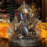 精品尼泊尔 纯手工艺紫铜鎏银 黄财神佛像神像 双身 高7寸