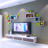 创意格子墙上置物架木质壁挂隔板现代简约客厅电视背景墙装饰搁板