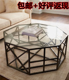 简约钢化玻璃圆形客厅茶几餐桌 欧式创意咖啡桌边几流水台可定制