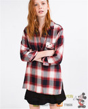 特价ZARA专柜正品代购 16年女款 格纹长版衬衫 1313/024 1313024