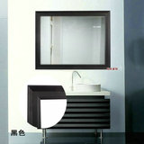 黑色实木卫生间镜子壁挂浴室镜美式欧式卫浴镜