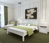 实木床白色单人1米儿童床松木床双人床1.51.8米简易现代中式床