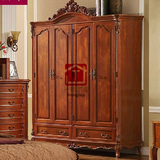 欧式四门衣柜实木卧房家具衣橱整体组合美式收纳柜美女的大衣柜