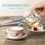 陶瓷玻璃花茶茶具 欧式创意咖啡杯碟 陶瓷 英式下午红茶杯知更鸟