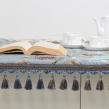 高档蓝色绣花客厅茶几餐桌圆桌桌布圆形布艺长方形台布正方形欧式