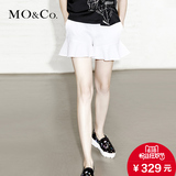 MO&Co.短裤高腰式A型剪裁荷叶摆拼接宽松裙裤短裤MA152CAS18moco