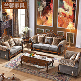 欧式布艺沙发组合美式实木沙发新古典实木沙发客厅别墅沙发123