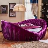 可依瑞斯紫色心形镶钻圆床双人床布艺圆形床个性创意造型软体婚床