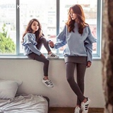 2016韩国童装春秋新款儿童卫衣女童宽松长袖上衣T恤亲子装卫衣潮