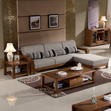 中式全实木黑胡桃木沙发纯胡桃木家具客厅沙发组合贵妃转角沙发床