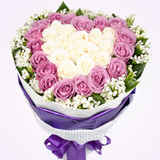 33白紫玫瑰花束送女友生日礼物鲜花速递同城全国深圳北京重庆杭州