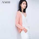 Amii艾米旗舰店2016春装新品女装新款修身显瘦短款针织衫开衫女士
