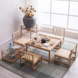 日式泡茶桌椅组合 矮桌榻榻米茶几功夫茶台 户外小型方茶桌藤椅