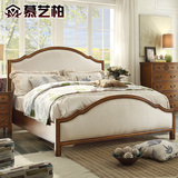 慕艺柏家具 美式床双人床1.8米实木床欧式布艺床婚床软包床M0170