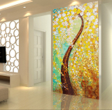 欧式客厅装饰画玄关走廊过道壁画竖版无框画抽象发财树挂画单幅