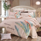 中国风全棉四件套1.5米纯色刺绣花1.8/2.0m床上用品简约床单被套
