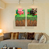 Minecraft 我的世界周边墙贴贴纸最新版影子小粉猪小黑牛墙贴环保