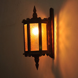 酒店创意高档实木仿古壁灯 庭院景观六角户外壁灯泰国古典灯饰品