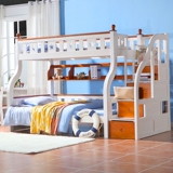 2016新款美式地中海风格红胡桃木上下铺梯柜双层儿童床子母床