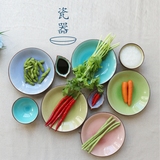 木心家居创意冰裂釉瓷盘 日式餐具牛排盘西餐盘 多色选择汤盘菜盘