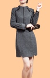 珂莱蒂尔正品代购2015秋冬新款女装长袖修身打底加厚羊毛呢连衣裙