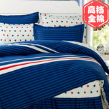 美式被套地中海风格蓝色床上用品纯棉四件套件全棉床单1.5m1.8米