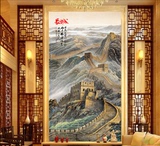 中式大型壁画江山如此多娇国画长城复古客厅玄关过道背景墙纸壁纸