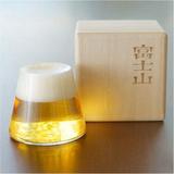 创意水杯 富士山啤酒杯子 高硼硅玻璃果汁杯生日礼物桐木盒装礼品
