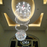 复式客厅大厅水晶吊灯楼梯长吊灯大圆球形豪华别墅酒店大堂工程灯