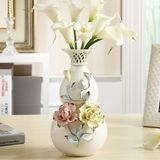 欧式客厅花瓶摆件迷你创意小花瓶陶瓷餐桌客厅白色花插电视柜摆件