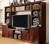 客厅电视背景墙组合电视柜储物柜美式实木电视柜书柜书架组合定制