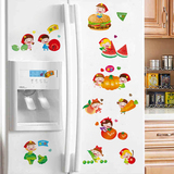 卡通水果蔬菜装饰墙贴纸 可爱餐厅厨房冰箱瓷砖布置贴画 快乐果蔬