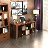 式电脑桌 移动办公组合多功能带书架柜雅之美 实木书桌 家用台