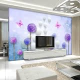 浪漫紫色蒲公英浪漫电视背景墙纸壁纸客厅卧室沙发大型壁画pvc