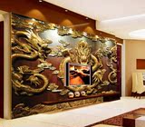 热卖3D立体中国龙木雕客厅沙发电视办公室背景墙壁纸壁画大型浮雕